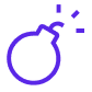 A stylized purple bomb icon with a lit fuse sparking on a dark background.