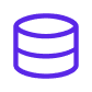 Purple icon showing stacked cylinders, commonly used to represent a database or data storage.